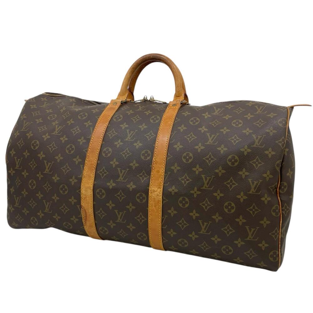 LOUIS VUITTON Keepall Monogram Boston Bag Brown